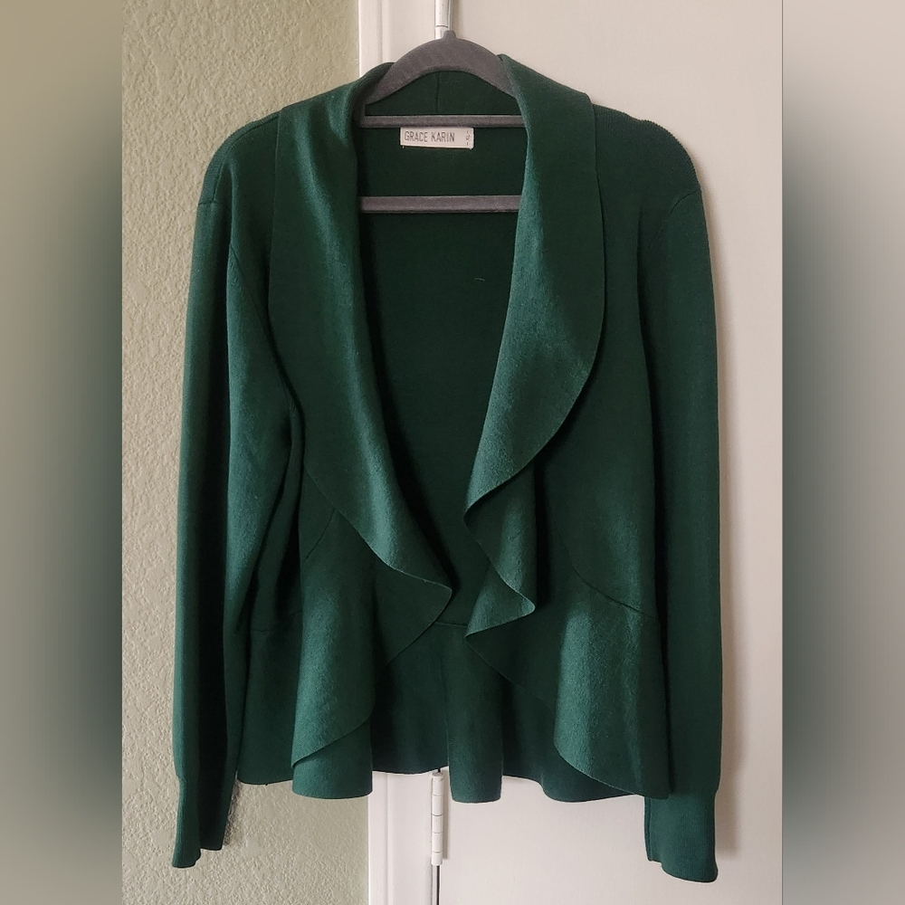 Grace Karin Women's Peplum Green Sweater